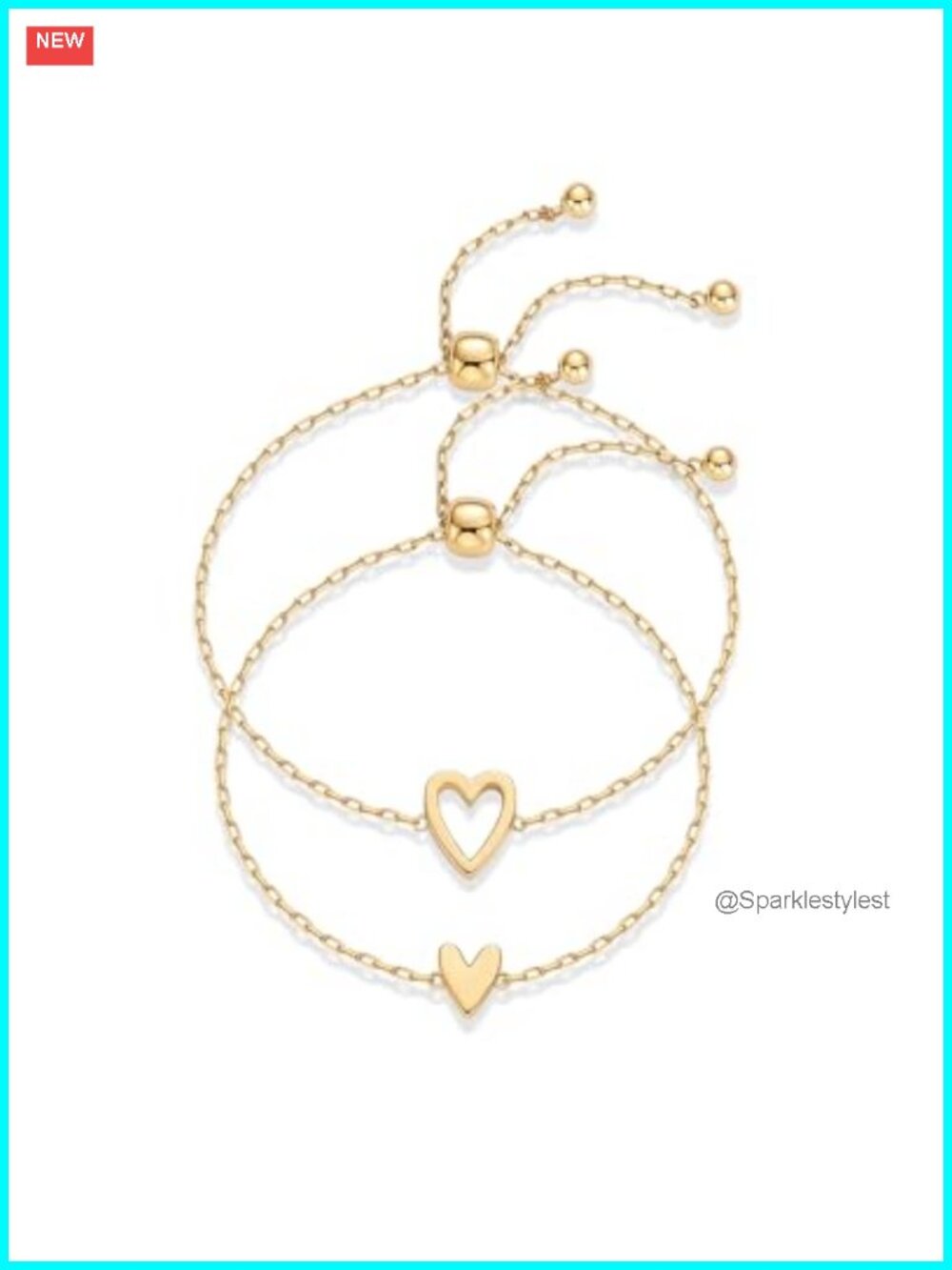 14K Gold Plated Heart Charm Friendship Bracelet Set